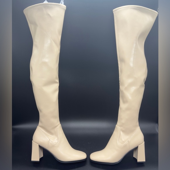 Open Edit Briar Over the Knee Boot Cream Vanilla - Picture 4 of 10